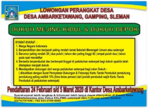 LOWONGAN PENGISIAN PERANGKAT DESA (DUKUH MEJING KIDUL DAN DUKUH DEPOK)