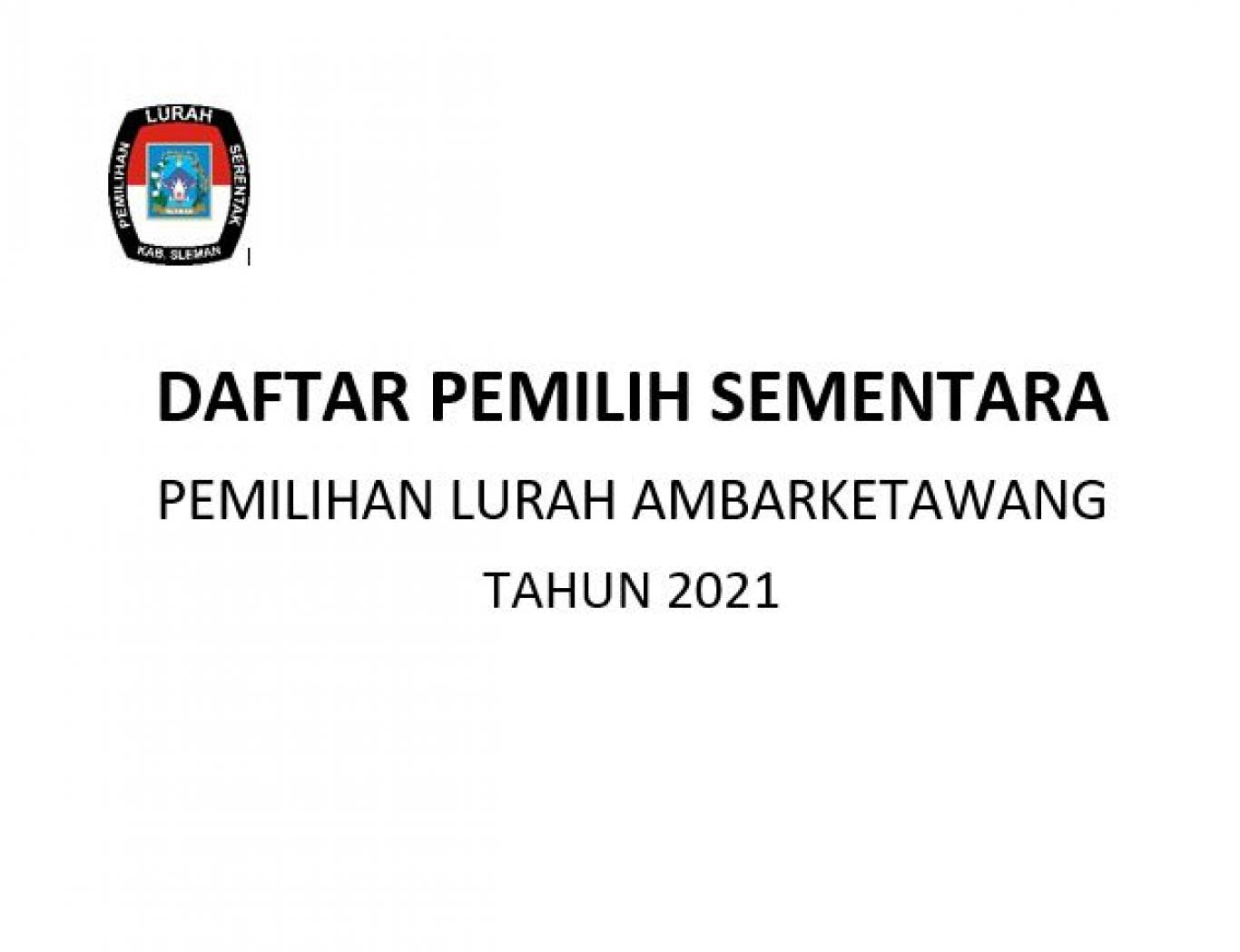 Daftar Pemilih Sementara Kalurahan Ambarketawang