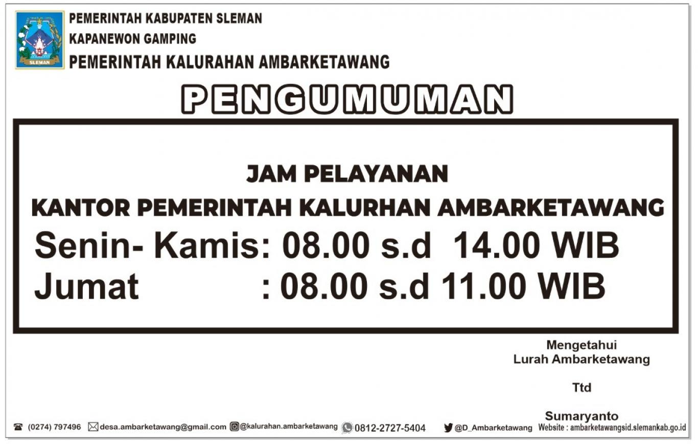 Perubahan jam pelayanan Kalurahan Ambarketawang